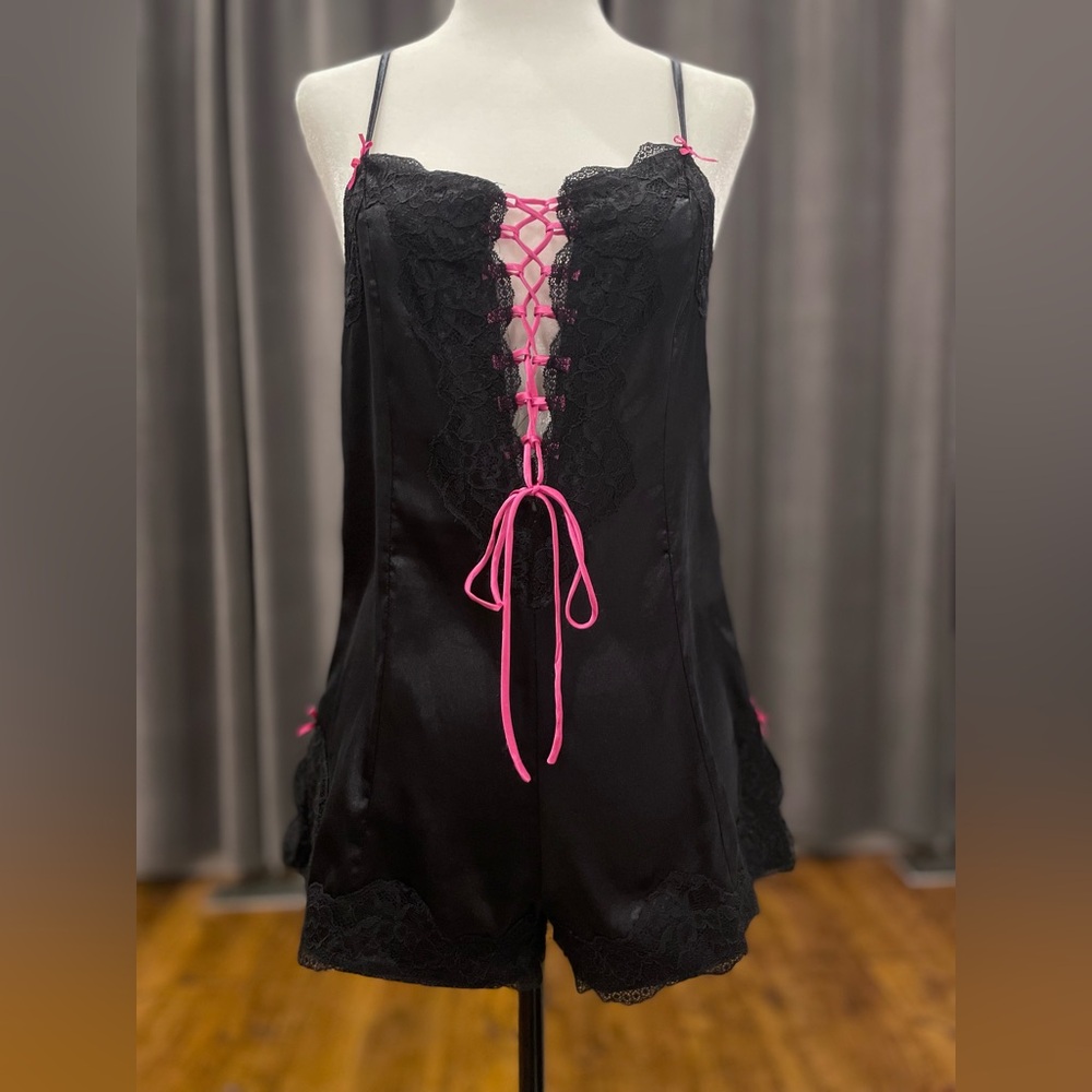 La Senza black satin teddy romper